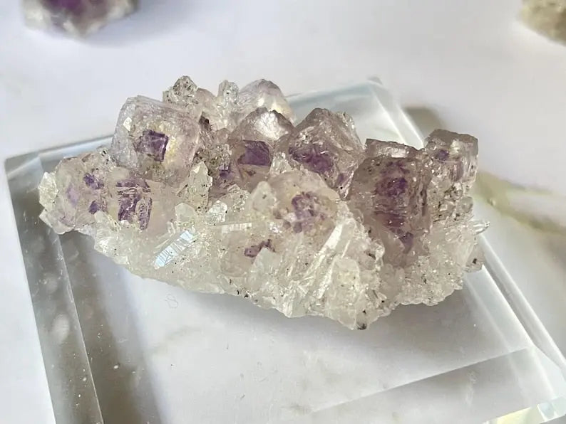 Porcelain Fluorite on Needle Quartz - Yaogangxian, China view 3